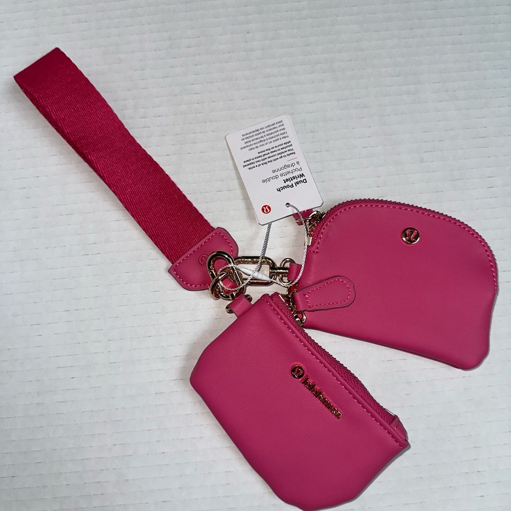 Lululemon Dual Pouch Keychain wristlet Bags in Hot Pink